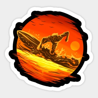 Surfer In The Setting Sun Sticker